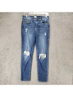 Sneak Peek Jeans Womens 27 Blue Stretch Denim Distressed Skinny